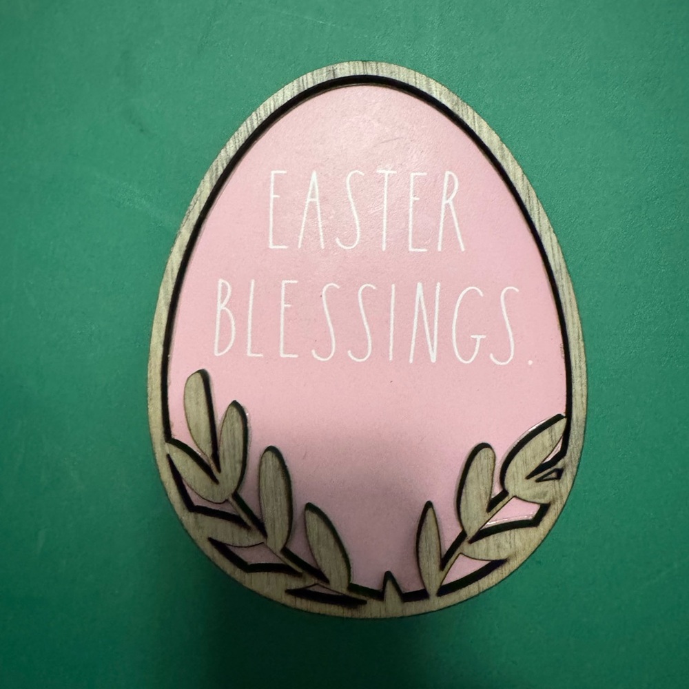 Rae Dunn Pink Easter Blessings Egg Decor